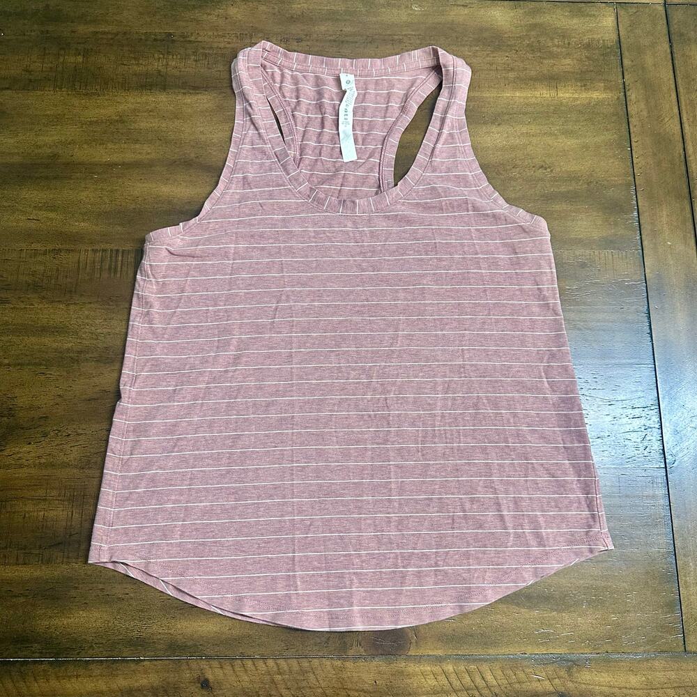Lululemon Womens Striped Racerback‎ Tank Top Pink Athletic Workout Yoga Size 8